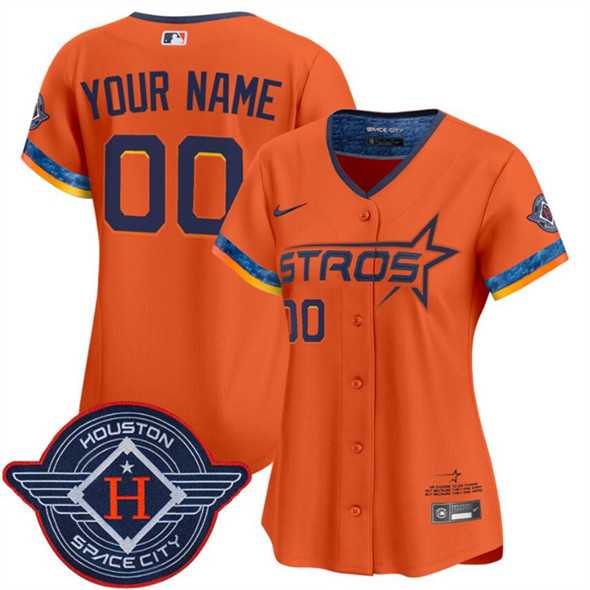 Women%27s Houston Astros Active Player Custom Orange 2025 City Connect Limited Stitched Baseball Jersey